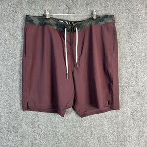 BYLT Men’s Coastal Board Shorts Black Size 38 Maroon Stretch Swim Casual